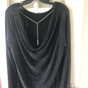 Michael Kors Sparkle Cowl Back Top with Chain